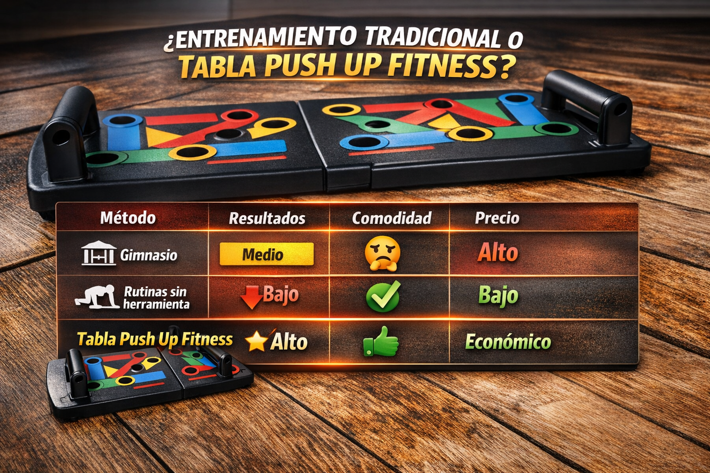 Tablero de Push Up Fitness 🏋️‍♂️ — Entrenamiento profesional y completo en casa 🔥
